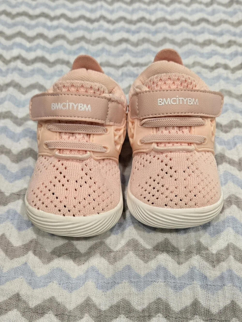 Peach Knit Baby Sneakers - 6